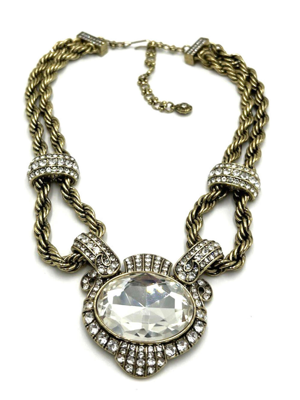 Heidi Daus Chain of Event Clear Large Crystal Chain Necklace - Picture 2 of 9